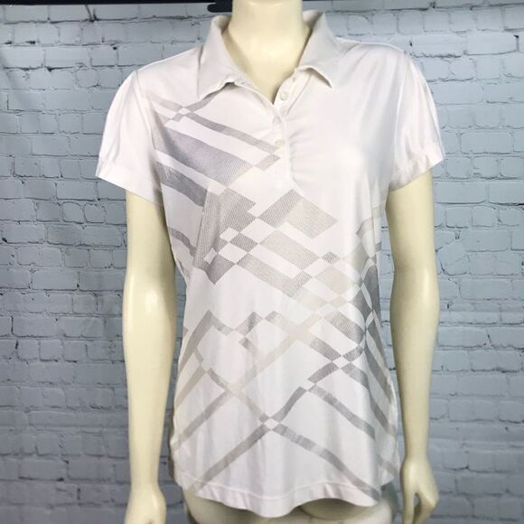 Nike Golf Size Medium Cream w/gray geometric ombré designs EUC - Picture 1 of 6